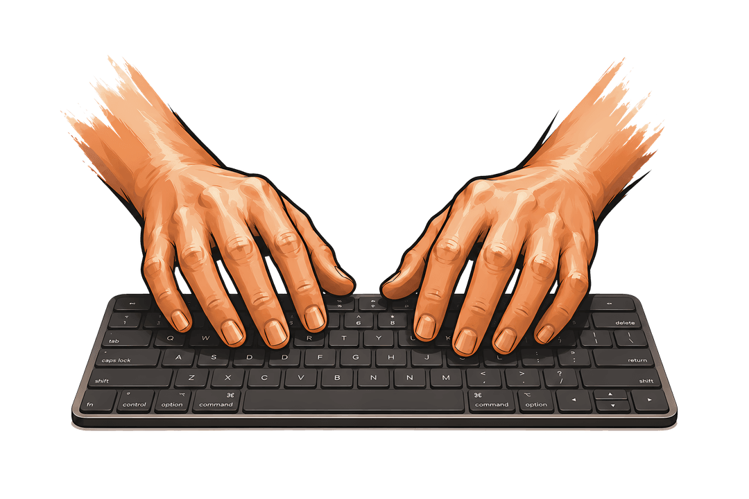 Under construction — hands on keyboard